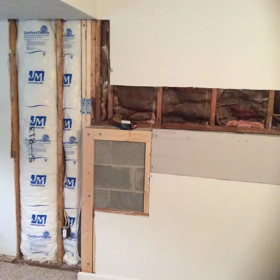 Wall insulation replacement during Basement Flood Cleanup in Ellicott City